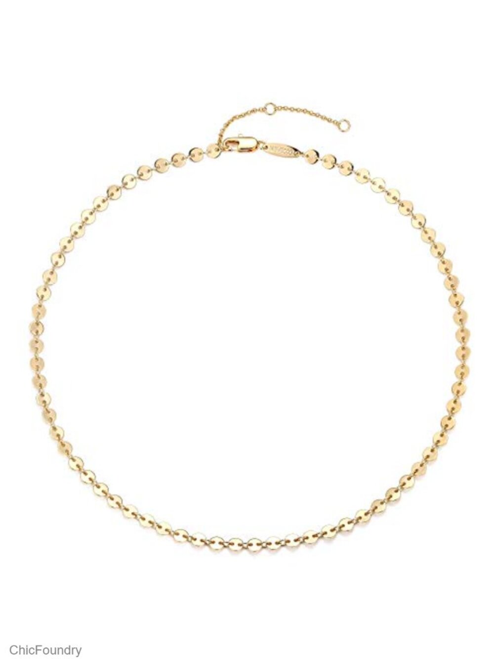 14K Gold Plated Brass Choker Necklace with Coin Disc Pendant for Women